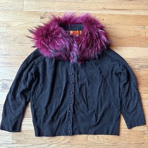 Cynthia Cynthia Steffe fur collared cardigan large